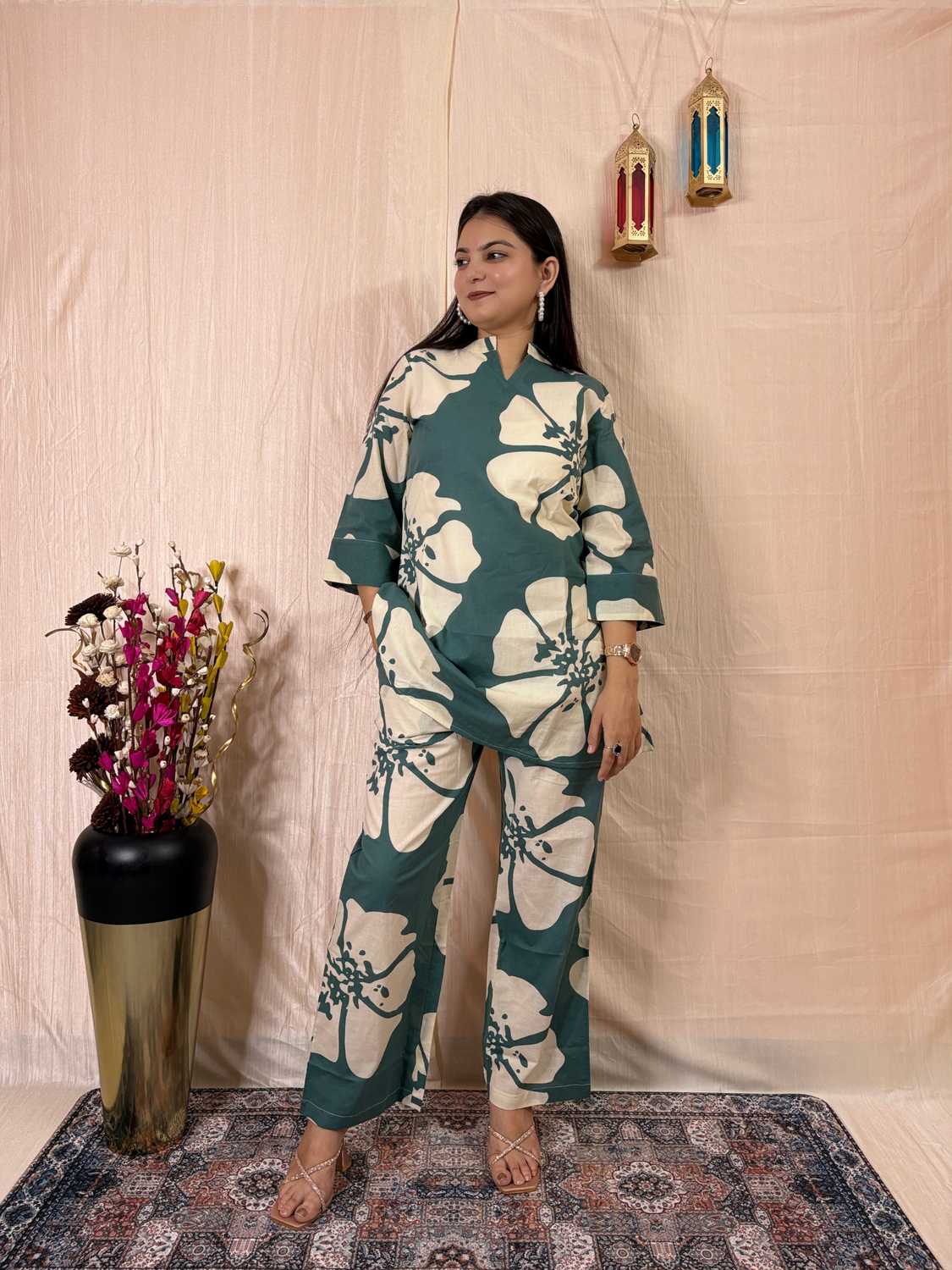 Emerald Bloom Printed Pure Cotton Co-Ord Set