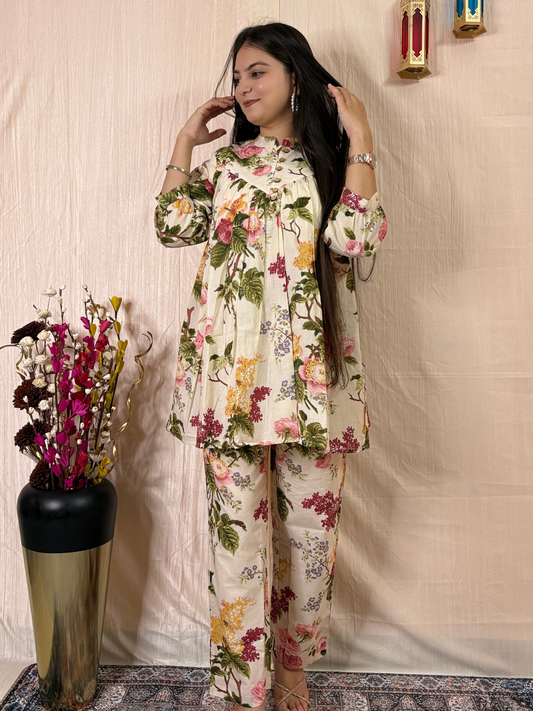 Vintage Bouquet Printed Pure Cotton Co-Ord Set
