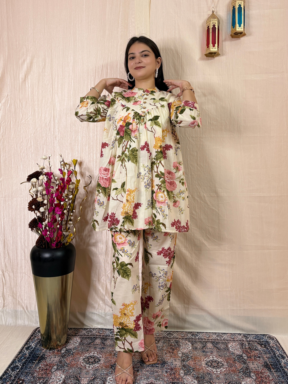 Vintage Bouquet Printed Pure Cotton Co-Ord Set