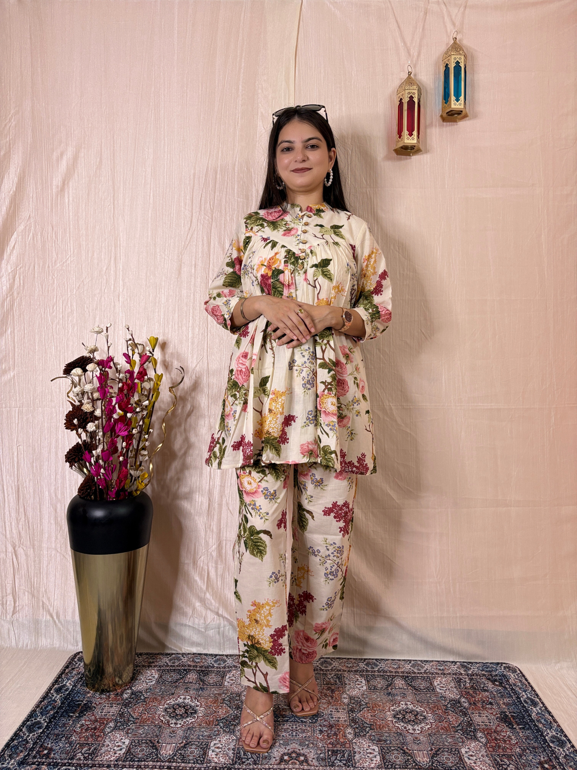 Vintage Bouquet Printed Pure Cotton Co-Ord Set